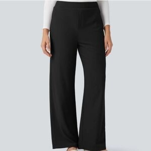 Halara Flex High-waisted Micro Waffle Work Baggy Pants Whit Pockets